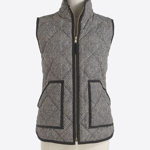 J. Crew Factory Black & White Herringbone Quilted Vest